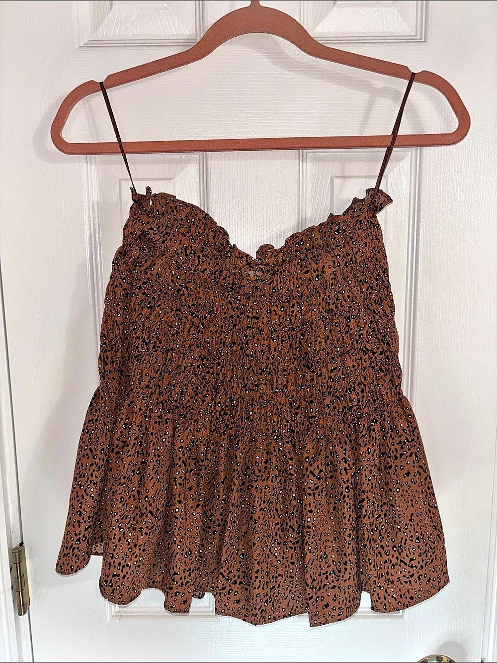 MABLE Animal Print Mini Skirt in Brown Size Medium